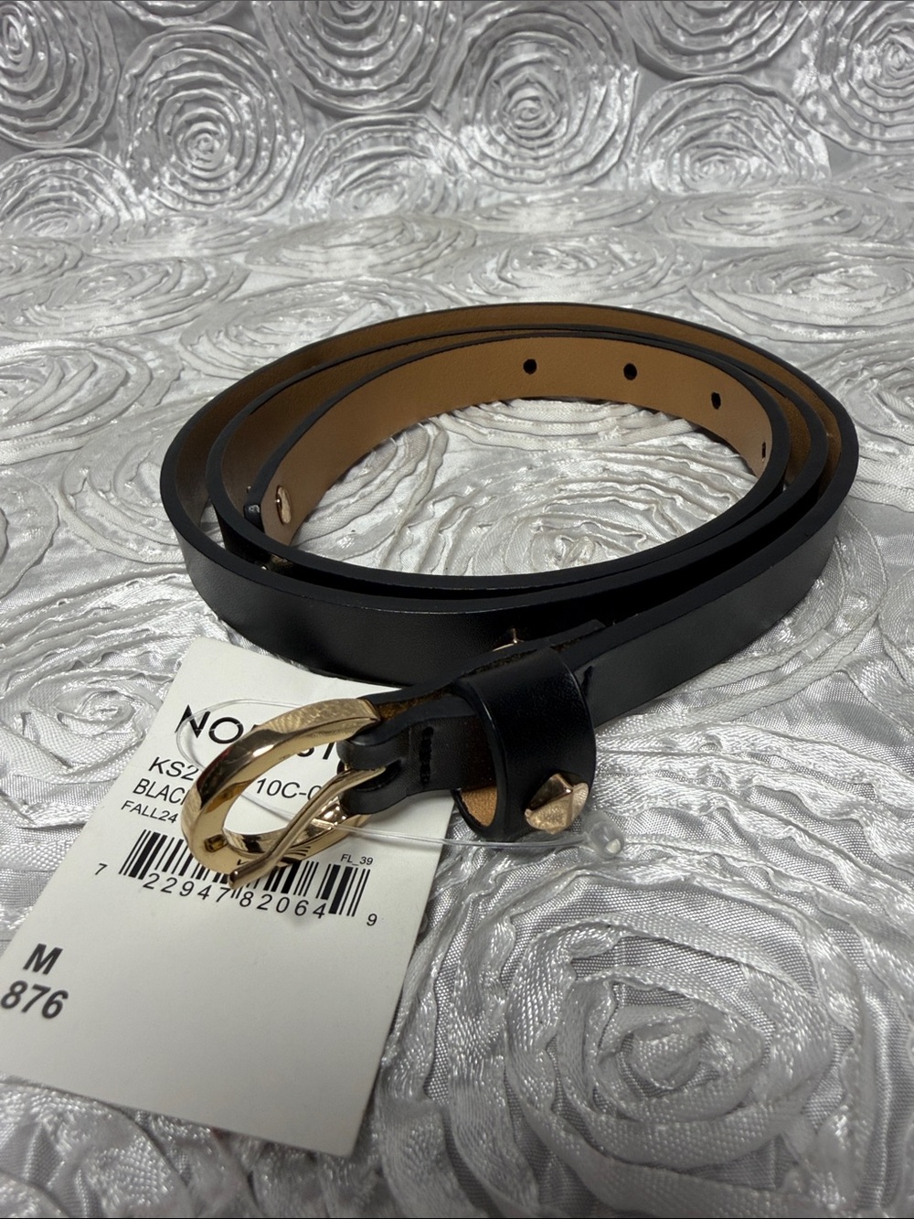 Kate Spade Black Slim Leather Belt with Gold Buckle
